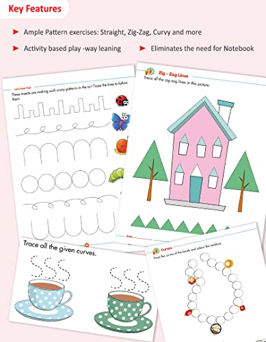 Image of Woodsnipe Alphabet and Pattern Writing Books for Preschool Ages 2- 4 Years| Tracing Capital Letters| Worksheets on Pre Writing Strokes, Lines, Curves, Colouring, Puzzles and more |2 Book Combo