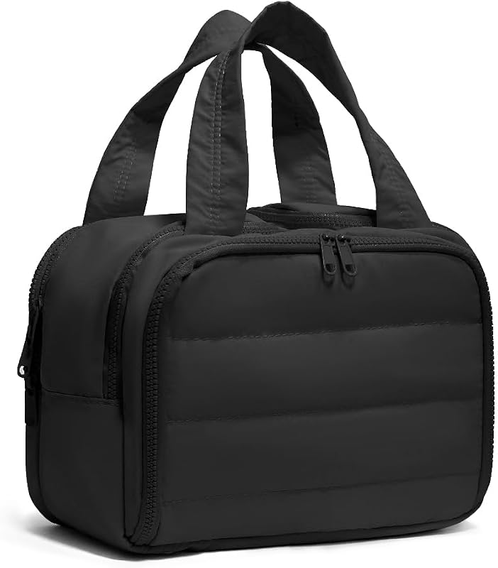 Necessaire de viagem acolchoada Miss or Miss com 4 compartimentos, tecido Taslan, separação para itens secos e úmidos, modelo WB0001