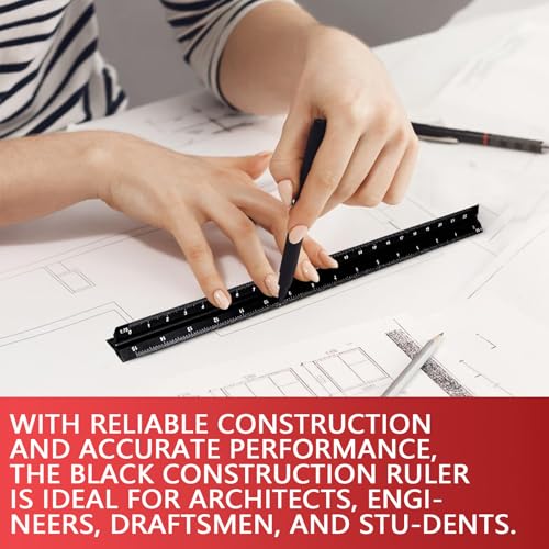 rchitektonisches Lineal Aluminium, Dreikantmaßstab Lineal 30 cm, metrische Skalen metrische Skalen 1:20, 1:25, 1:50, 1:100, 1:200, 1:500 Standard, für Architekten/Ingenieure