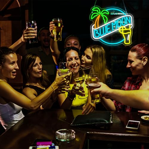 Image of Beer Neon Sign for Wall Decor Dimmable Neon Light Up Sign for Man Cave Blue Led Business Signs Suitable for Bar Home Bar Store Bistro Party Club Restaurant Bedroom Size13.77 * 13.11In(P003)