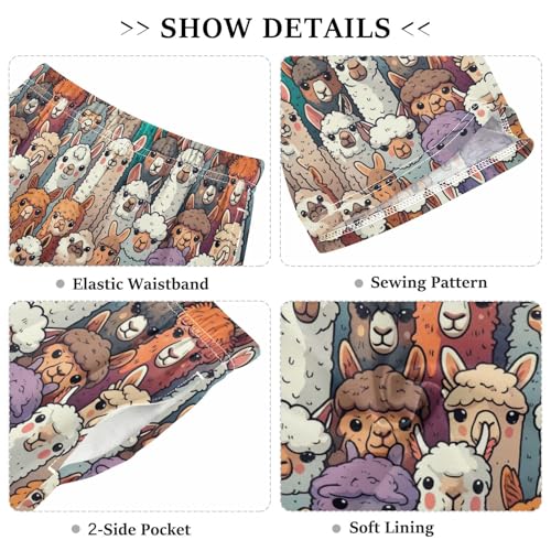 ALAZA Alpaca Llama Animal Vintage Pajama Shorts Sleep Shorts Pant Lounge Pajama Bottoms Elastic Waist with Pockets3