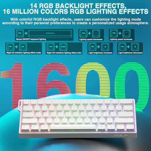 Image of Aula WIN60 HE - 60% Mechanical Gaming Keyboard Wired, Hall Effect Magnetic Switch Hot Swappable, Adjustable Actuation RT Mode, 8000 Hz Polling Rate, RGB Keyboard 60 Percent Compact Design for PC
