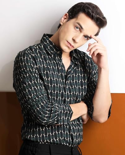 Image of Rare Rabbit Regular fit Geometric Print Shirt