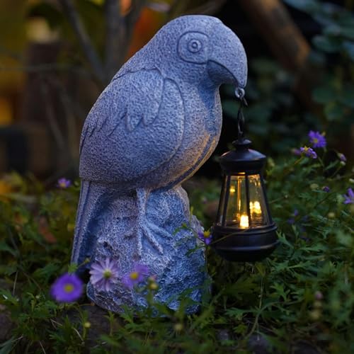 Estatua solar de jardín con luces LED de pájaros para decoración exterior de patios 8