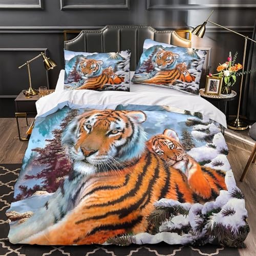 Linge de lit tigre hypoallergénique en microfibre douce pour peau sensible - 2