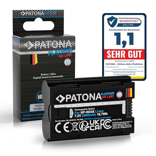 PATONA Platinum NP-W235 Batería 2600mAh Compatible con Fuji Fujifilm GFX-50s II GFX-100S GFX100 II GFX100RF X-H2 X-H2S X-S20 X-T4 X-T5 GFX 100S GFX50 XH2 XH2S XS20 XT4 XT5 NPW235 NP W235