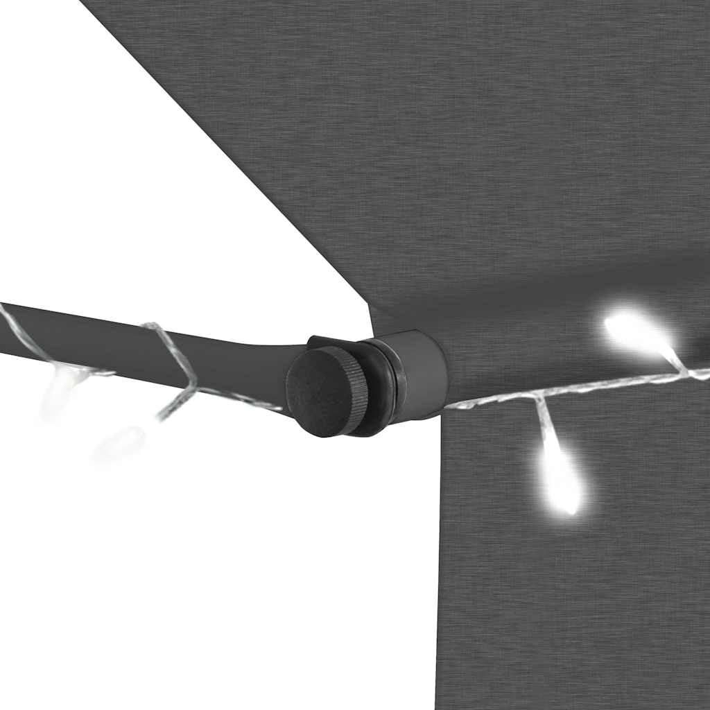 Tenda da Sole Retrattile Manuale 150 cm antracite con LED protezione UV resistente alle intemperie per balcone veranda patio e giardino