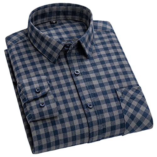 Chemise à carreaux homme coupe ajustée coton brossé vêtement automne L
