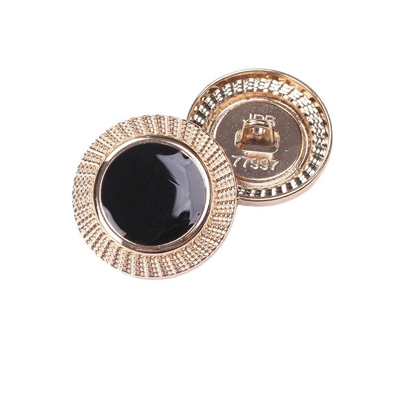 botón, 20 Botones Redondos Negros for Ropa, cárdigans, Abrigos(Golden Edge,18 mm)