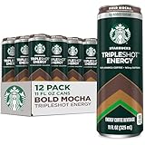 Starbucks Tripleshot Coffee Energy Drink, Bold Mocha, 11 fl oz Cans (12 Pack), Triple Blend, 165mg Caffeine, B Vitamins, Protein, Iced Coffee (Packaging and Formula May Vary)