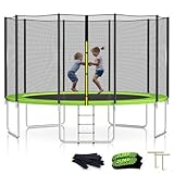SKOK Trampoline 15FT Trampolines with Enclosure Net, 400LBS Outdoor Trampolines for Kids -ASTM Approved Trampoline for Children and Adults