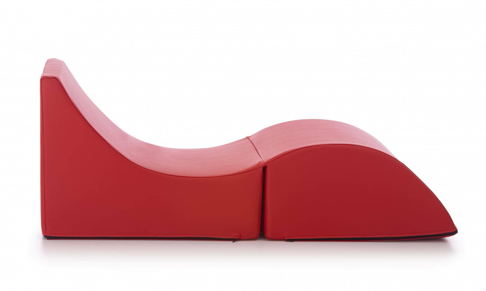 Talamo Italia - Lit pliant Andreina, Pouf transformable en lit simple, Méridienne en simili cuir, 100% Made in Italy, 130x50h50 cm, Rouge