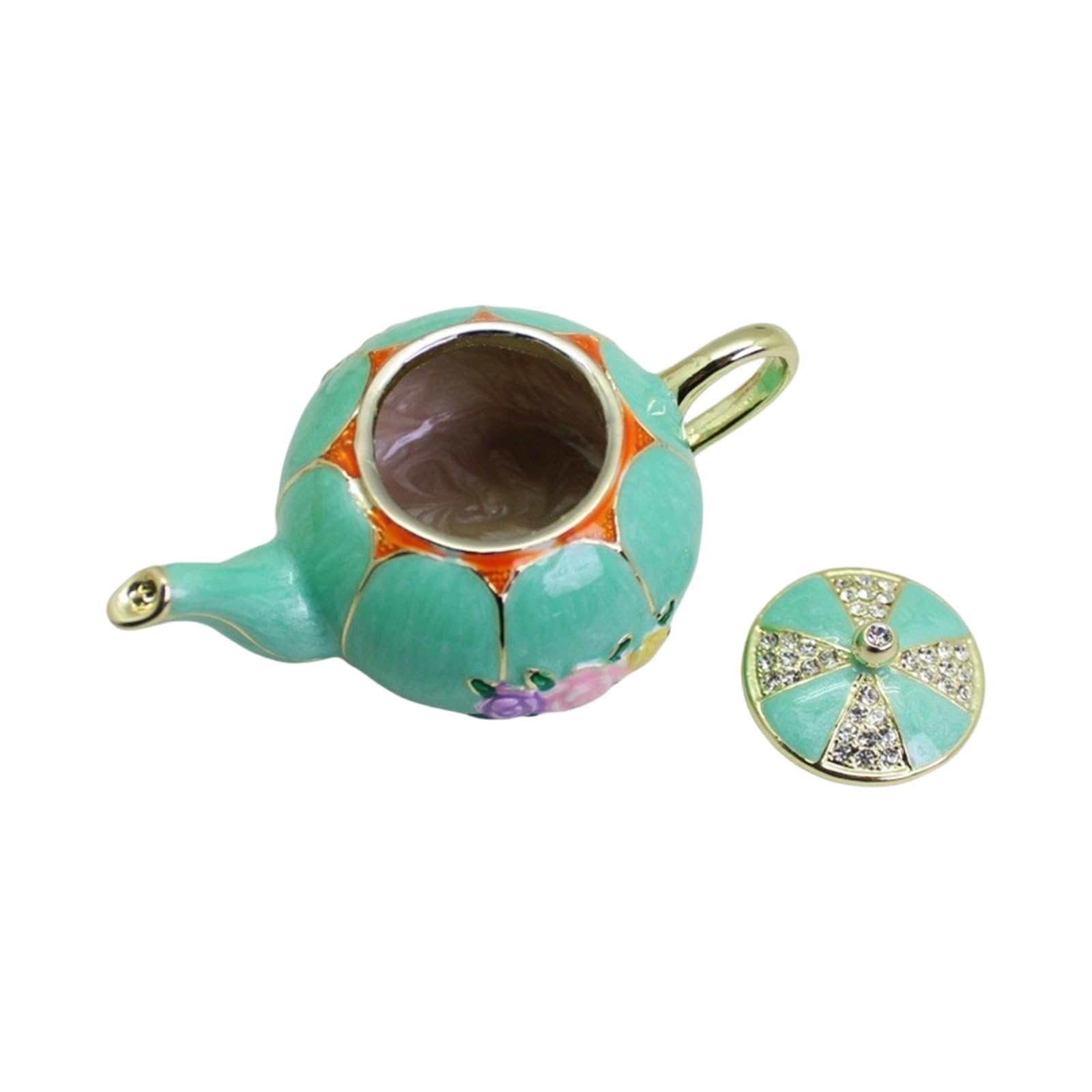 Kaeltsyn Cloisonnes Craft Small Teapot Container Trinket Storage Box for Daily Use Chinese Cloisonne Tea Container Jewelry Box