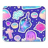 Mauspads bunte süßigkeiten regenbogeneis grabstein kreuz lutscher cupcake rose weibliche hand zeige mittelfinger mauspad für notebooks, Desktop-computer matten büromaterial