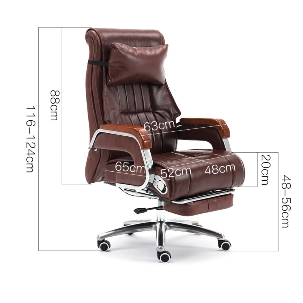 Poltrona Girevole da Ufficio con Schienale Alto, Reclinabile E Massaggiante in Pelle per Adulti, con Cuscino del Sedile Spesso, Ergonomica, con Supporto Lombare E S