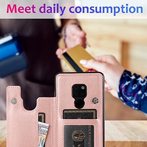Asuwish Compatible With Huawei Mate 20 Case And Tempered Glass Screen Protector Cover Cell Accessories Card Holder Slot Kickstand Flip Wallet Phone Cases For Huwai Hwauei Hawaii Mate20 P20 Rose Gold #TOP5
