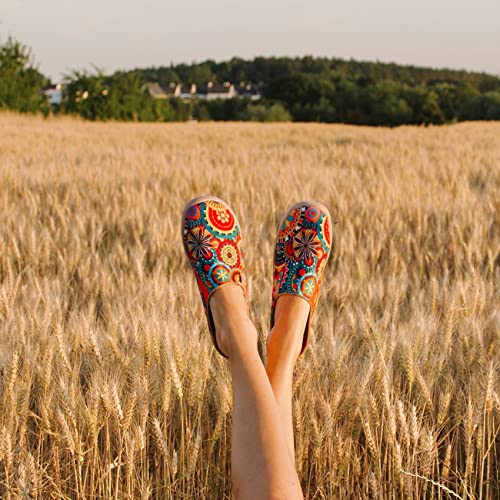Uin Women's Travel Slipper Lightweight Home Slip Ons Walking Casual Art Painted Travel Holiday Shoes Blossom (9) #TOP3