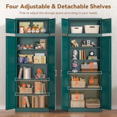 Image of Polup 86 inch Tall Metal Kitchen Pantry Storage Cabinet with Doors and Shelves
