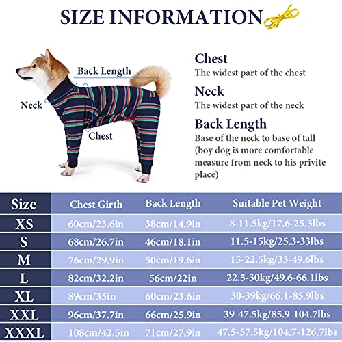 Dora Bridal Dog Recovery Suit-Anti-Licking Dog Onesie For Large Dogs-Long Sleeve Surgery Suit For Dogs- Cute Dog Pajamas Large Size Dog-Dog Shedding Suit-Neuter Suit For Male Dogs（Striped-Xs） #TOP6