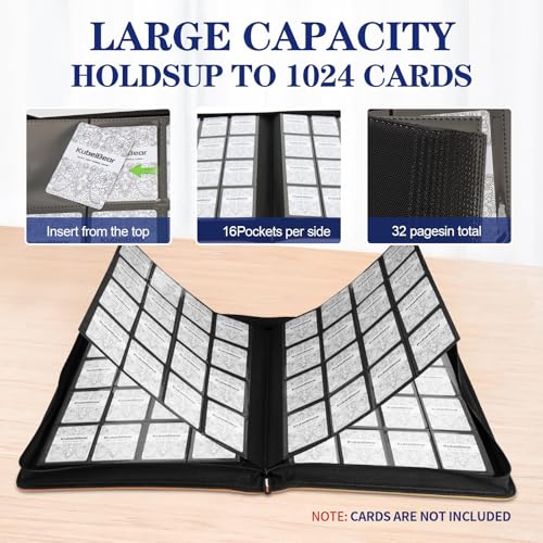 Image of Card Binder - 1024 Capacity, Zippered Trading Card Holder for MTG, Sports & Collectible Cards - Acid-Free, Durable & Travel-Friendly Storage (Orange dots, 16 Pocket)