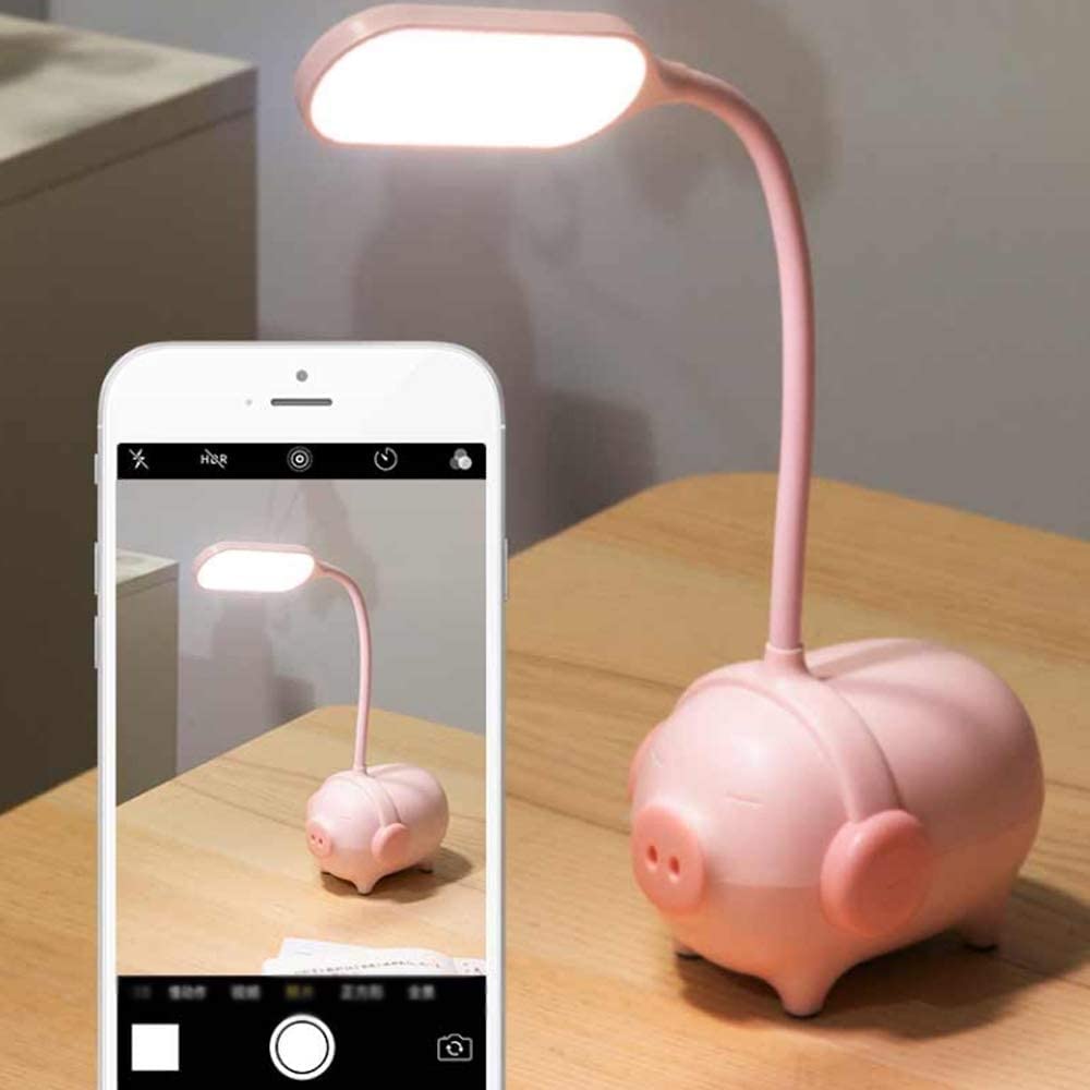 Lampy Biurkowe Pielęgnacji Śliczna Świnia Lampa Biurkowa Ściemnialna Nauka Pisania Ochrona Oczu Stołowa Led USB Do Ładowania Lampy Biurkowe Lampa Nauki Oczu