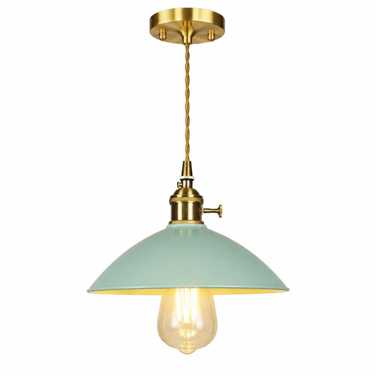 ESIYUVO Modern Pendant Light Fixture, Vintage Dome Hanging Lamp with Metal Shade and E27 Socket, Minimalist Ceiling Hanging Light for Kitchen Island, Dining Room, Bedroom