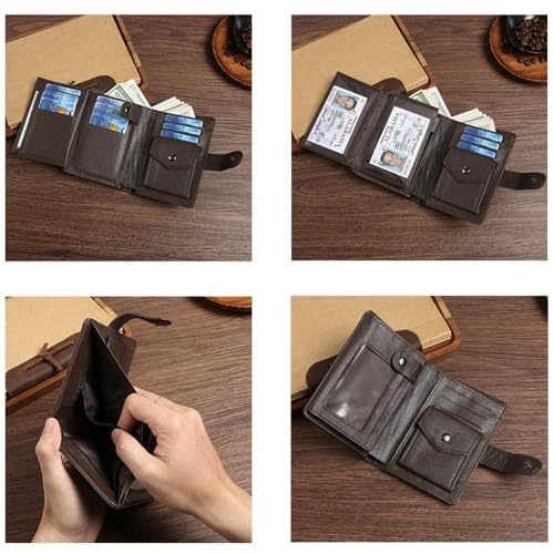 Men wallet brown PU leather vertical button retro multi position loose change case wallet for men4