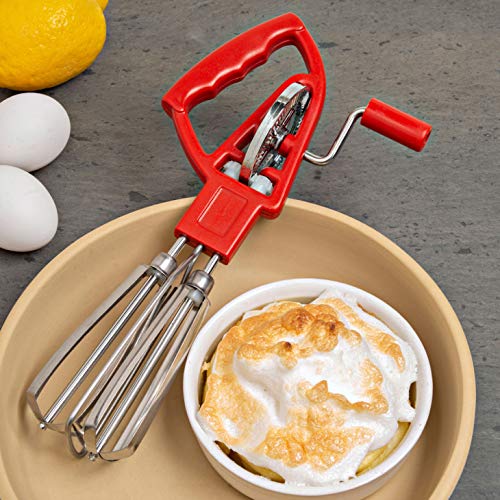 Kings County Tools Red Manual Hand Mixer Egg Beater with Crank Non