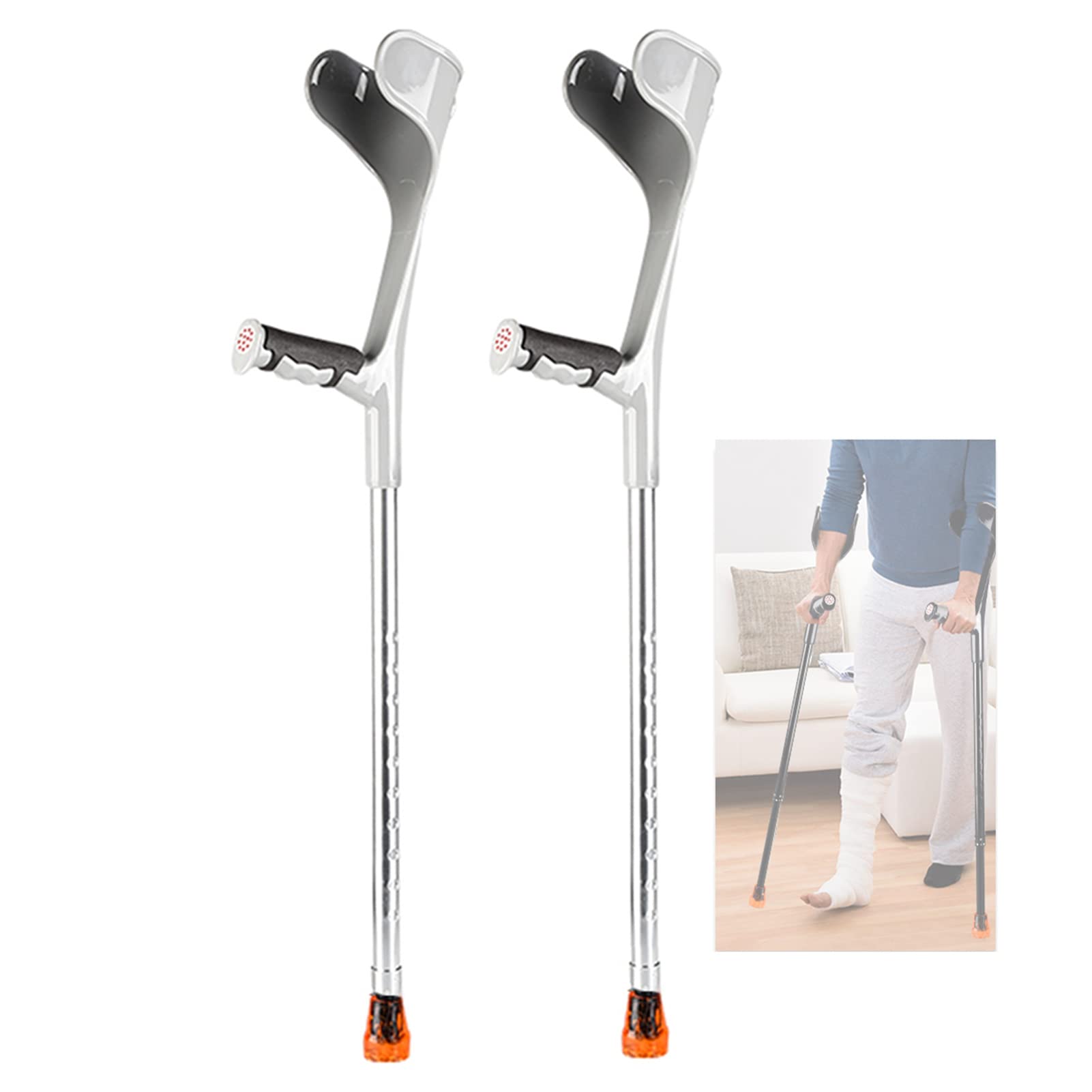 NGD Muletas de Codo de Aluminio para Adultos(x2 uds),Ligeras, Durables Muletas Ortopédicas Soporte Post Traumatismo o Cirugía,Regulables en Altura - Muletas para Caminar Ergonómicos