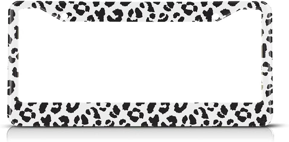 Abstract Animal Skin License Plate Frame Leopard Novelty License Plate Frame Jaguar Cheetah Pattern License Plate Car Tag Holder Metal License Plate Frame for US Vehicles Standard