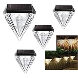 OneUan - Lot de 4 lampes LED solaires extérieures en acrylique pour façades, escaliers, jardin, clôture, patio, mur, chemins, imperméable, blanc chaud, 7 lm.