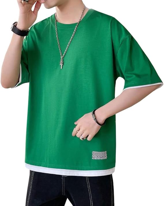 Amazon 夏服 Tシャツ メンズ トレーナー カットソー ハーフスリーブ ゆったり 半袖 ゆるtシャツ レイヤード 無地 ファッション 丸襟 快適 大きいサイズ カジュアル 春 秋 冬 4カラー Tシャツ カットソー 通販