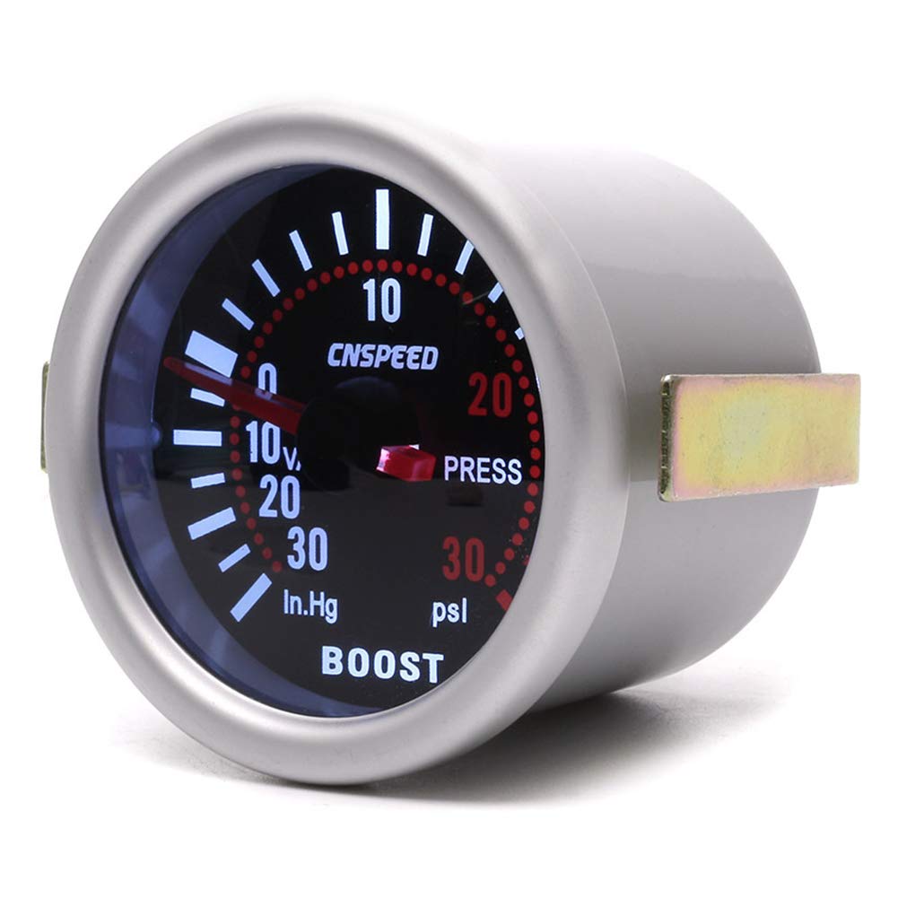 Kit Indicatore di Pressione Turbo 2 Pollici 52 mm Manometro Universale per Parti Moto Auto 0-30 PSI Metri Quadranti Affumicati Pollici HG
