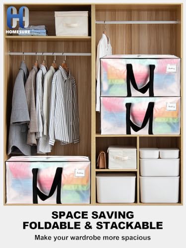 Image of HOMESURE Supports 200lbs Heavy Duty Moving Bags - Strong Zipper & Wrap-Around Handles - Water-Resistant Storage Totes, Durable Alternative to Moving Boxes - 12 Pack - Clear