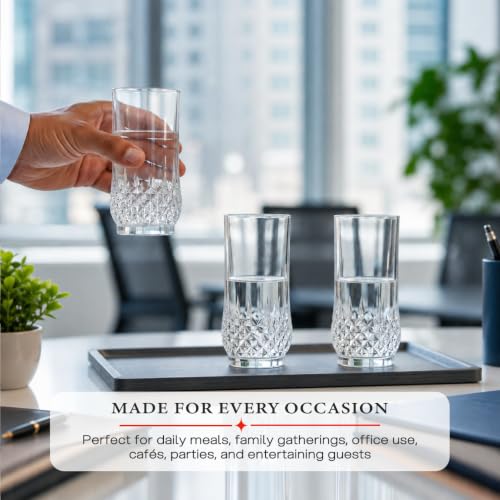 Image of CELLO Amore Hi-Ball Glass Set of 6 Pcs 265 ml, Transparent | Freezer & Fridge Safe, Leadfree Dishwasher Safe Toughened Crystal Clear Glasses Set for Drinking Water Juice Milk Cocktail Mocktail Soda