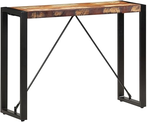 Miniatura 7 de Mesa auxiliar con patas de taburete alto, mesa consola de 43.3 x 13.8 x 29.9 pulgadas, madera maciza recuperada, adecuada para pasillo, dormitorio,