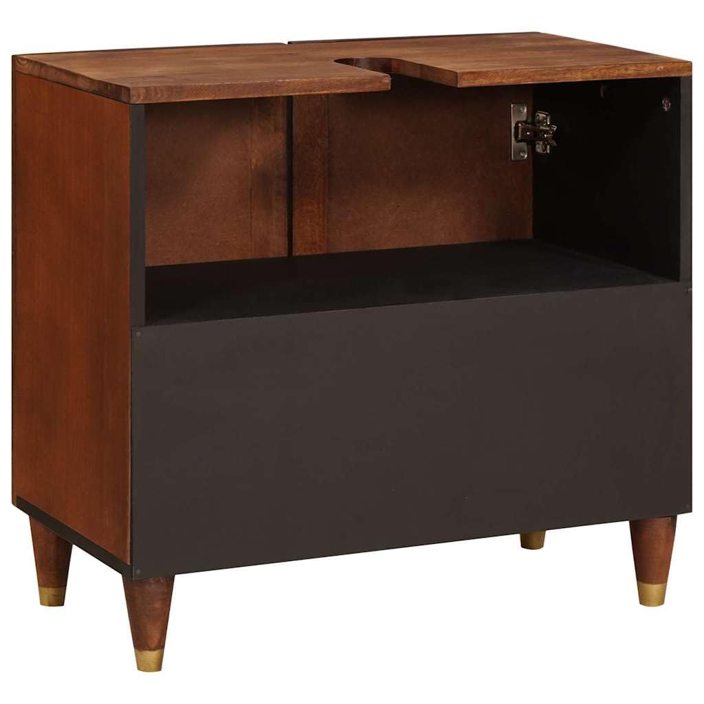 Szafka łazienkowa z półką z drzwiami brązowa 62 x 33 x 58 cm, wytrzymały organizer łazienkowy z dużym schowkiem, łatwy montaż i nowoczesne wzornictwo do wnętrz,