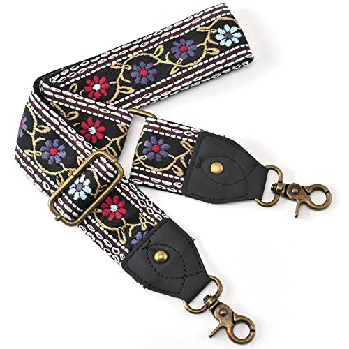 Image of Purse Strap Wide Shoulder Strap Replacement Crossbody Handbag Adjustable Embroidery Guitar Style Bag Strap