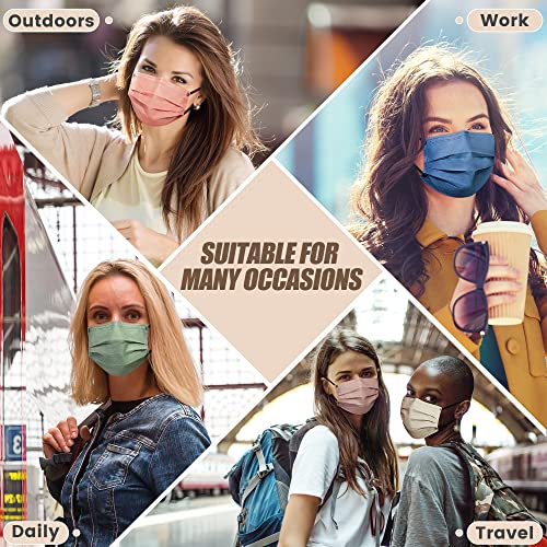 Newla Face Mask Disposable Adult - 4 Ply Protection Masks 50 Pack Individually Wrapped Mask Multicolored Breathable Safety Masks For Women & Men #TOP7