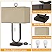 Luvkczc Bedside Lamps Set of 2, 24'' Tall Table Lamps for Night Stands with USB C+A Ports, 3000K LED Bulbs - Modern Desk Lamp for Bedroom, Living Room, Office, Beige Lampshade