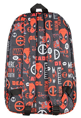 Marvel Deadpool Backpack Merc With A Mouth Verbiage All Over Print Laptop Travel Backpack #TOP1