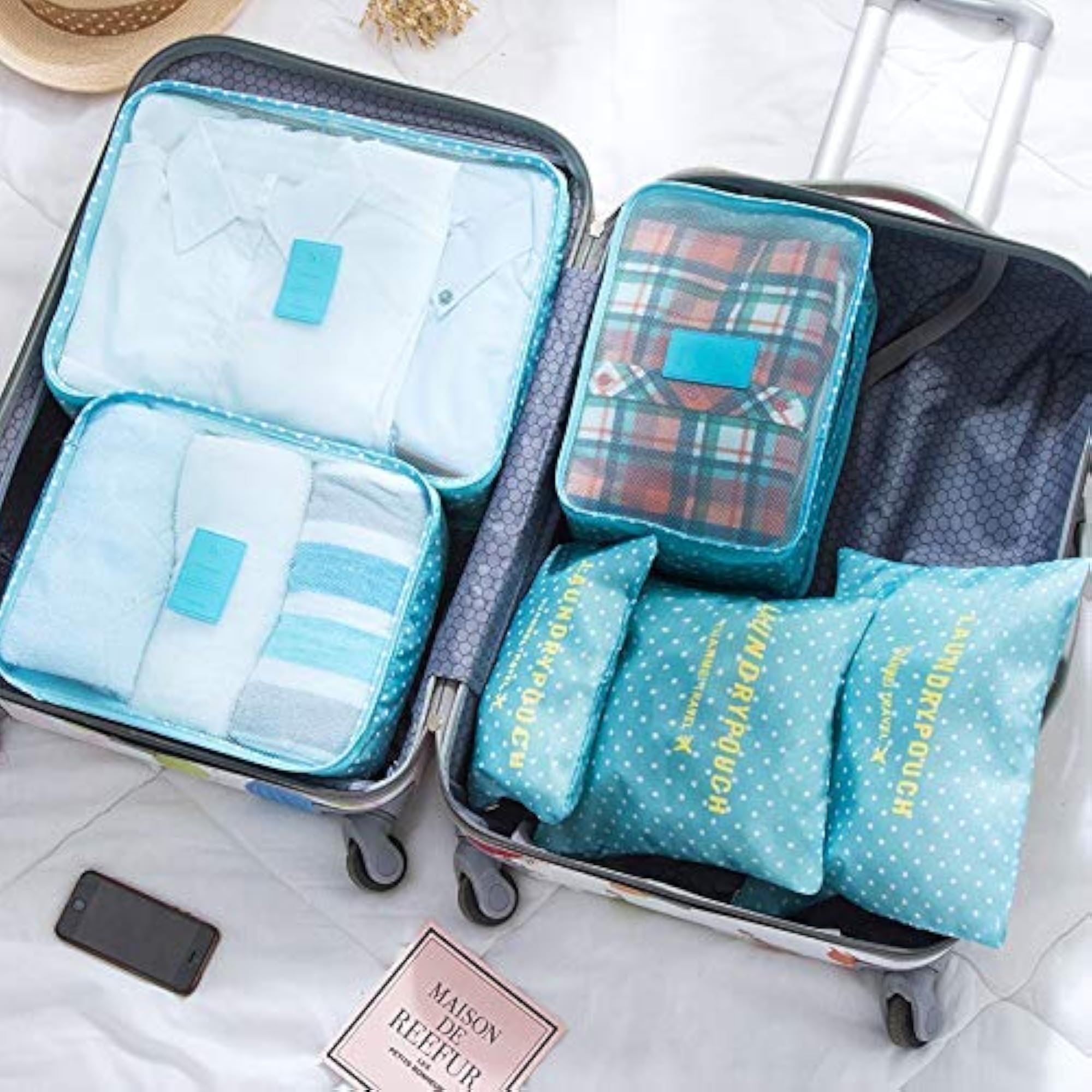 Imported Travel Suitcase Set with 6 Organisers