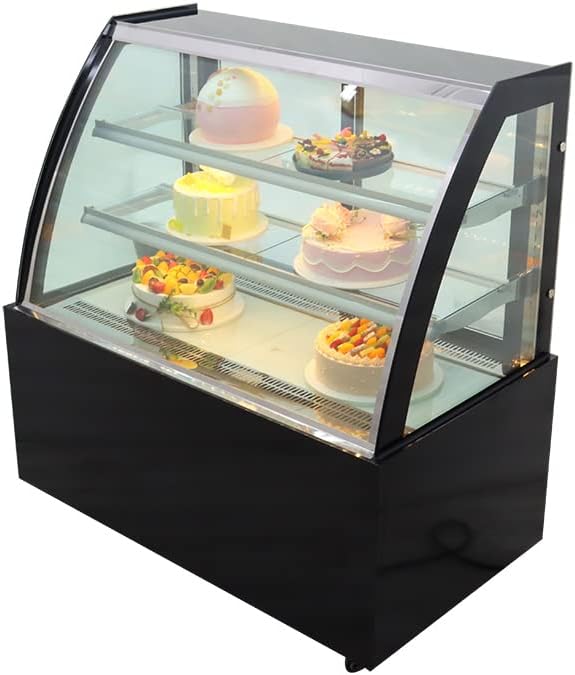 INTSUPERMAI Glass Bakery Display Case 47" Floor Standing Refrigerated Cake Showcase Bakery Cabinet Display Refrigerators Cake Showcase Arc Back Door 220V