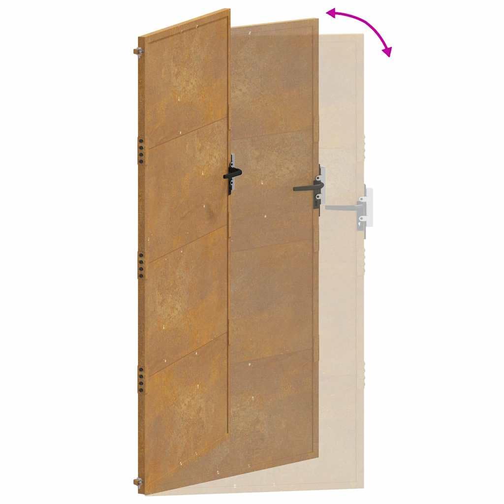 vidaXL Puerta de jardín Acero corten 100x175 cm, Puerta de Valla, Puerta de Exterior, Puerta de Metal, Puerta de Seguridad, Puerta de Entrada