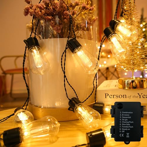 Kaleora LED Lichterkette 5M 10 LED Glühbirnen Lichterkette Batteriebetrieben IP44 Wasserdicht Bruchsicher Glühbirnen Lichterketten für Innen und Außen Garten Terrasse Balkon Partys