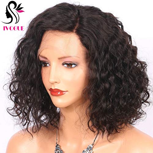 Short Bob Curly Mongolian Human Hair Wigs 6inch Deep Part Glueless Lace Front Wigs with Bleached Knotes Baby Hair Pre Plucked Hairline