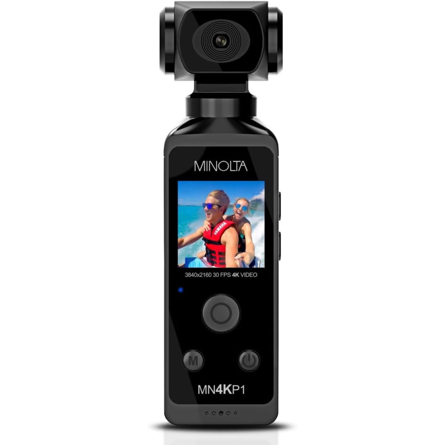 Minolta 4K Ultra HD Pocket Camcorder – WiFi Enabled Action Camera with 16MP Photos, 170° Wide Angle Lens, 270° Rotating Head, Slow Motion, 1.3-inch Display - 16GB Card & Waterproof Case (Black)