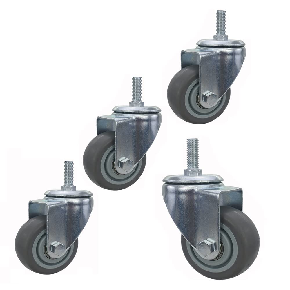 Roulettes pivotantes industrielles en caoutchouc 100 mm avec frein et tige M12