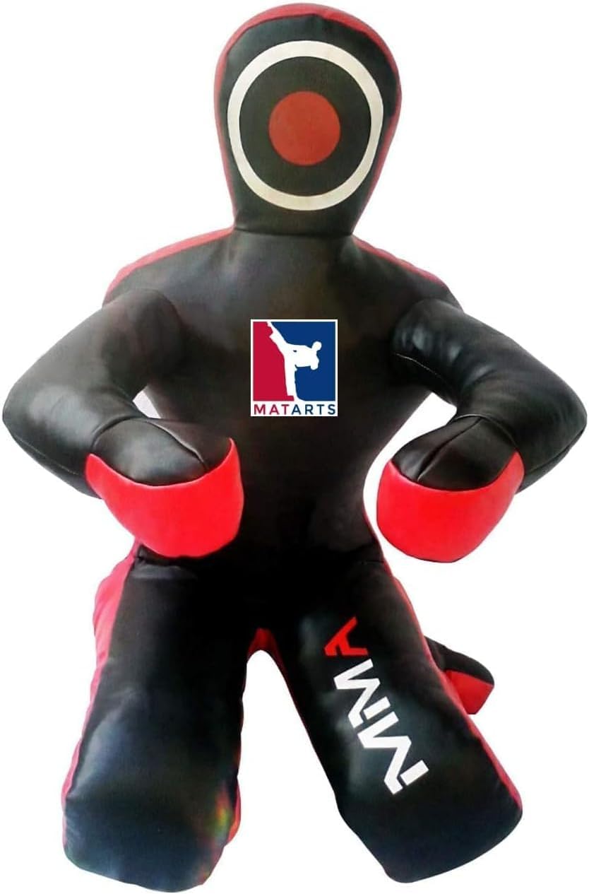 MMA Leather Grappling Punching Dummy for Kids and Adults in Sitting Position - Combat Sports BJJ Jiu Jitsu Judo Karate Taekwondo Wrestling Buddies and Boxing Dummies - UNFILLED