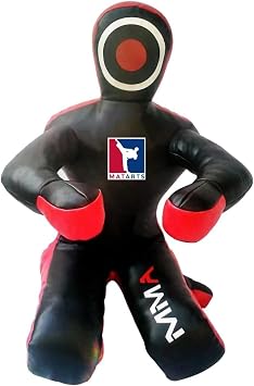 MMA Leather Grappling Punching Dummy for Kids and Adults in Sitting Position - Combat Sports BJJ Jiu Jitsu Judo Karate Taekwondo Wrestling Buddies and Boxing Dummies - UNFILLED